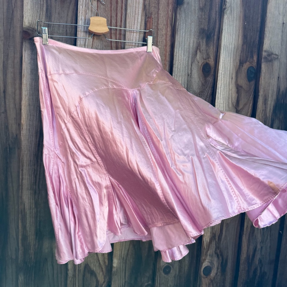 Max Studio Lustrous Silk Pink A-Line Skirt
